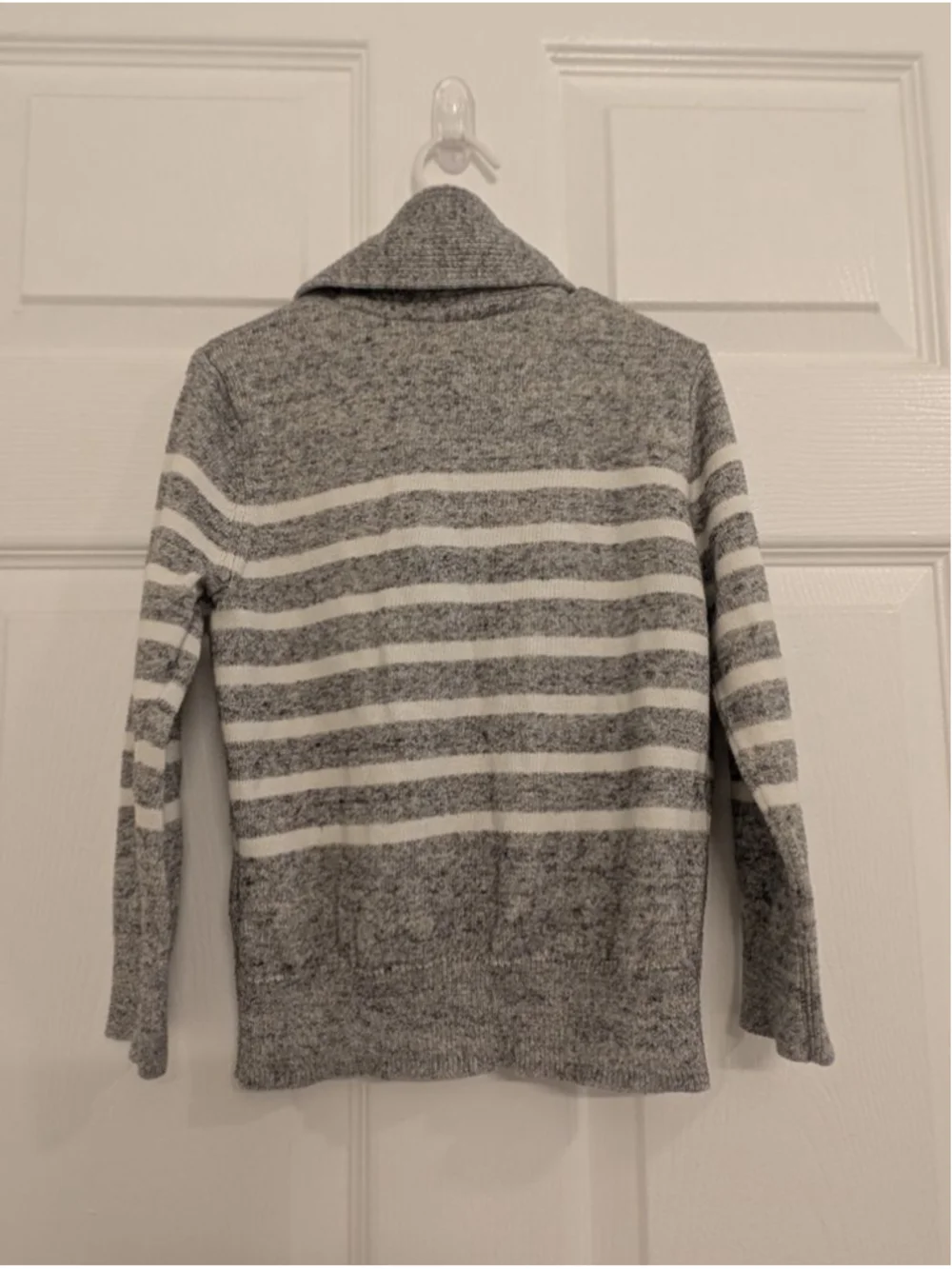 Boys Gap Gray White Striped Shawl Collar Sweater 5T
